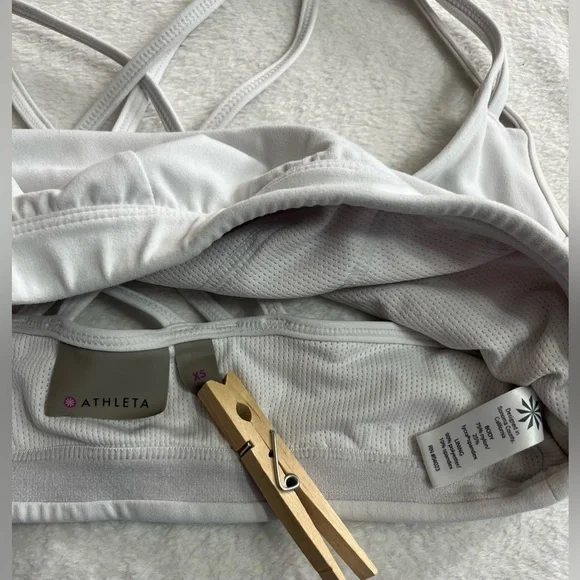 Athleta womens XS white sport bra and purple geometric Capri leggings bundle set - Picture 6 of 16